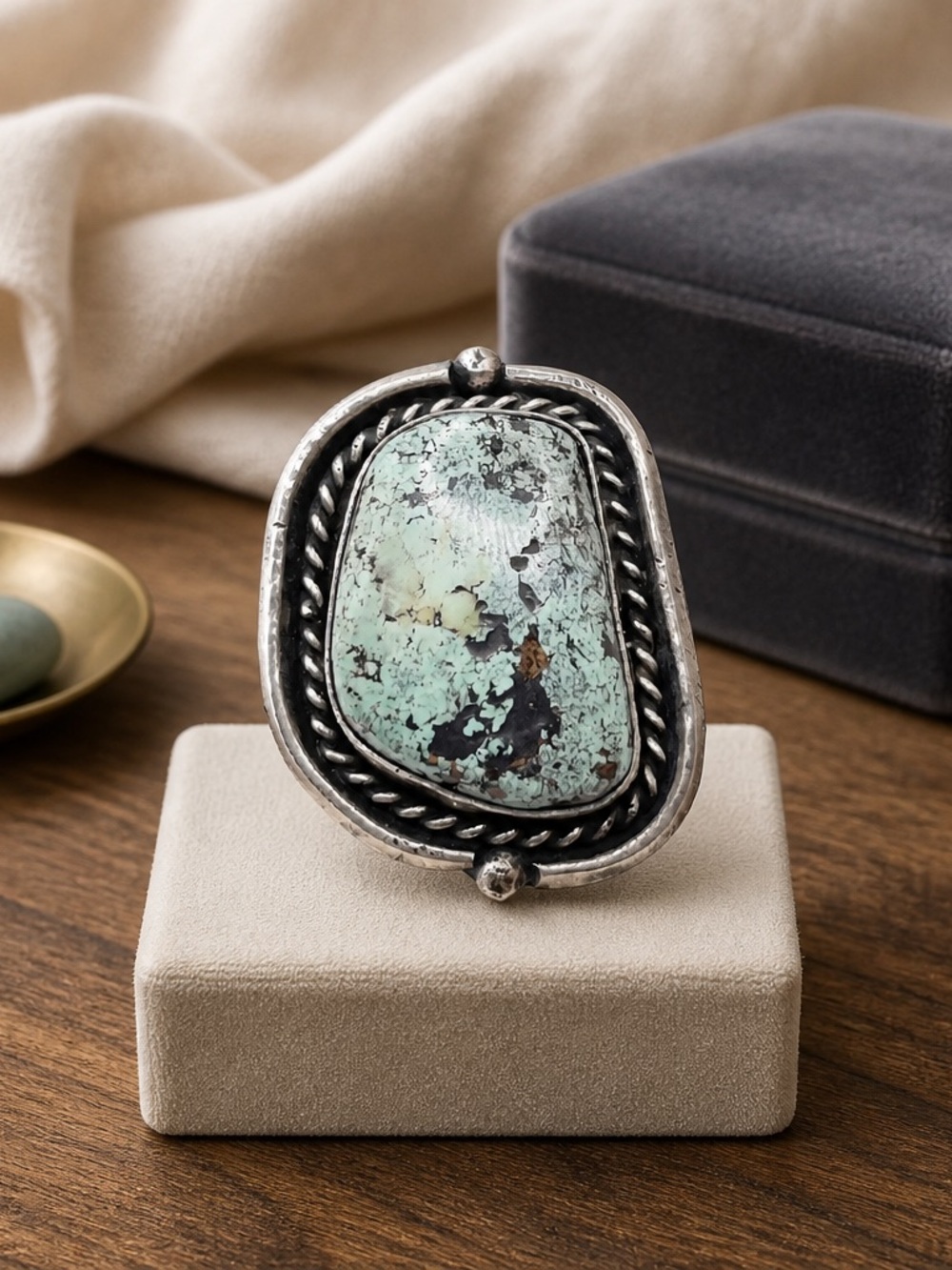 Size 5.5 Vintage Navajo Royston Turquoise 925 Sterling Silver Ring